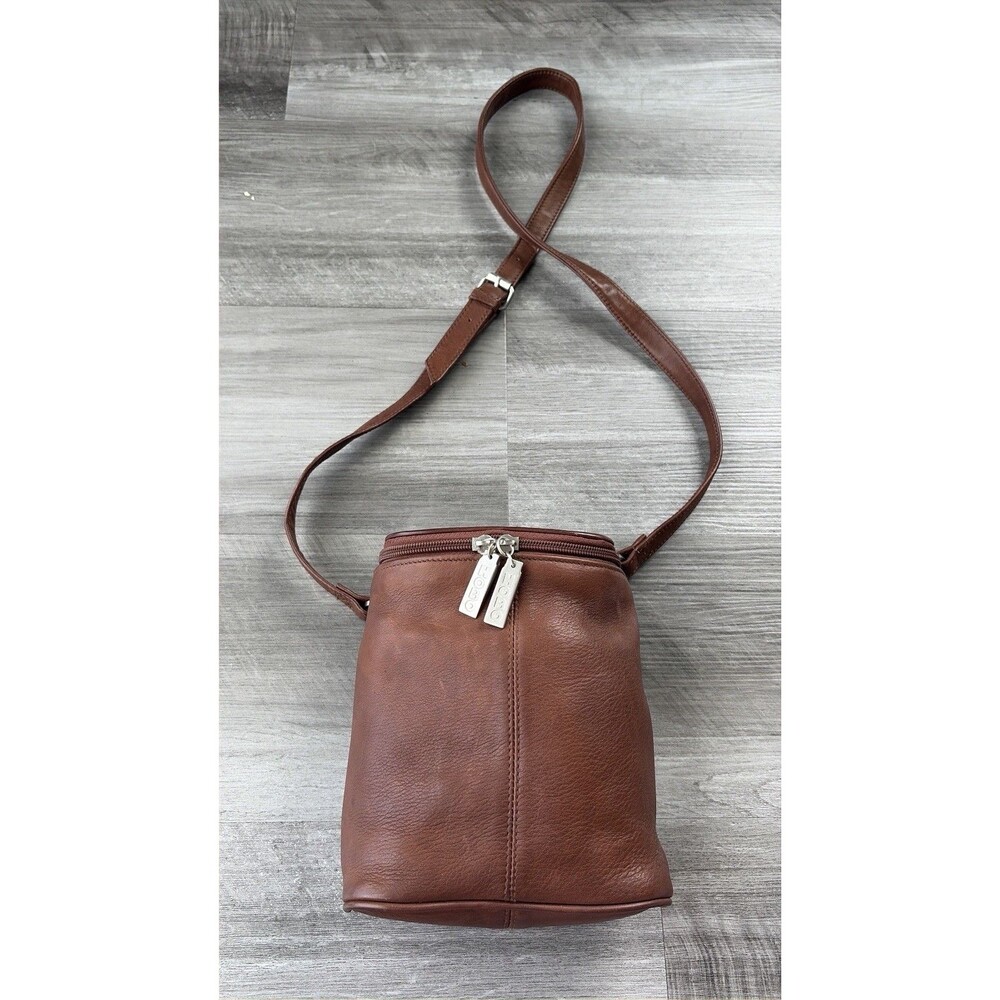 Hobo International Brown Leather Pouch Bag Purse Zip Boho Hippie Festival - Picture 8 of 9